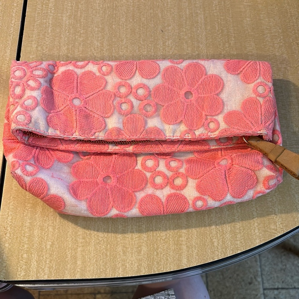 Coral Flower fold over clutch Miss Albright Specialty from Anthropologie